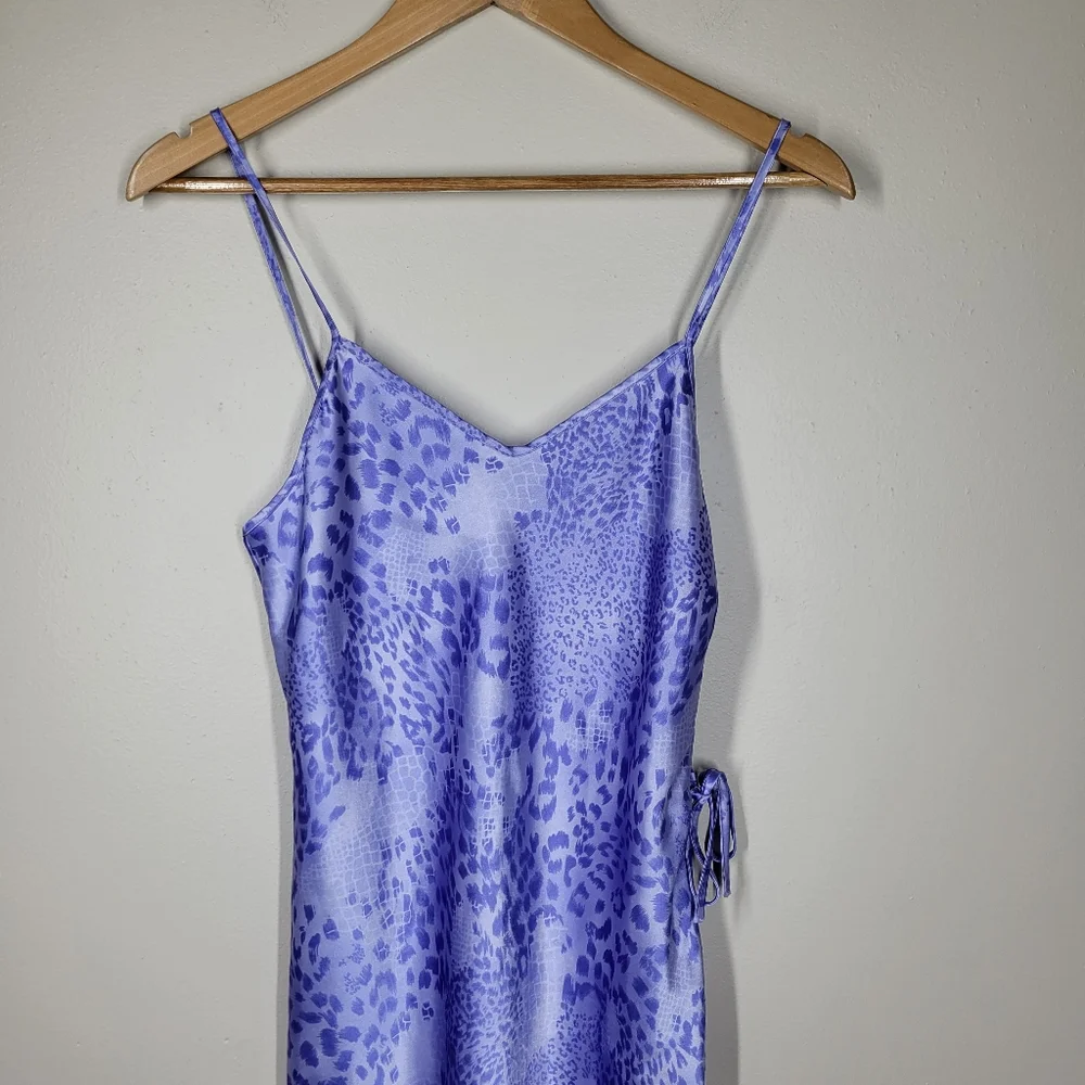 Vintage Y2K Secret Treasures Purple Leopard Snake Print Midi Slip Dress Small - Picture 2 of 11